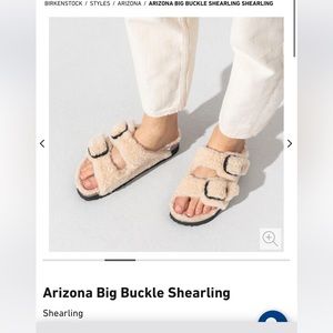 Birkenstock Arizona Big Buckle Shearling Slippers - Cream